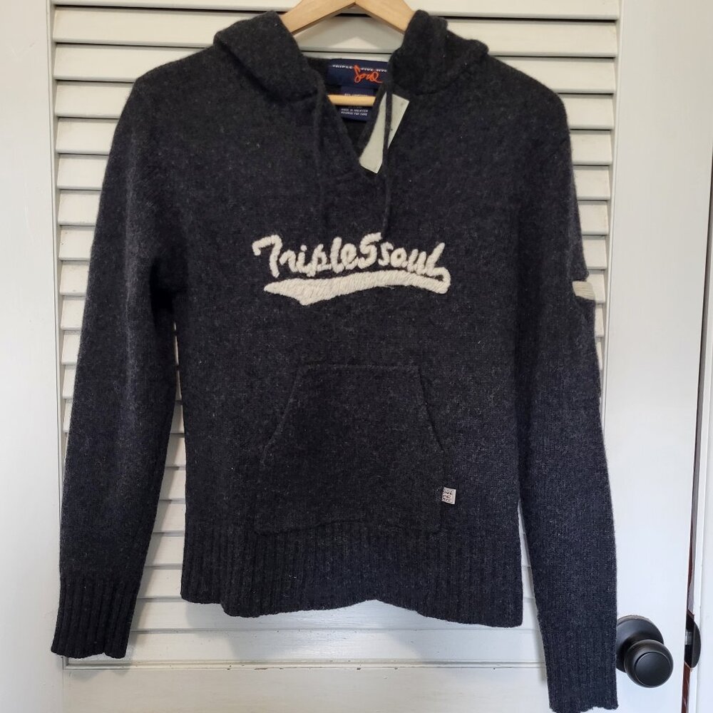 Triple Five Soul Vintage Women's Wool Sweater Medium Charcoal Gray Hoodie
